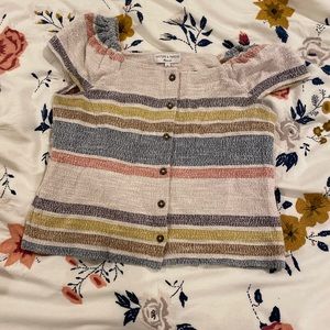 Texture and thread crop shirt